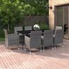 vidaXL Garden Dining Set Grey PE Rattan Durable Garden Dining Set