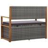 vidaXL Storage Bench 45.3" Poly Rattan and Solid Acacia Wood Gray