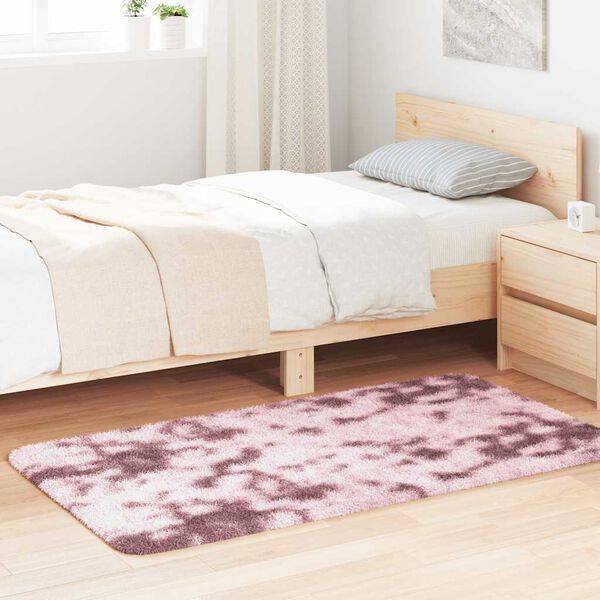 vidaXL Shaggy Rug Dusty Pink 100% Polyester 31.5 x 59.1 in Foldable