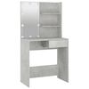vidaXL Dressing Table Set with LED Concrete Grey Engineered Wood Medium