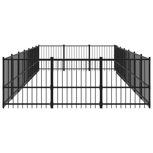 vidaXL Dog Kennel Black Powder-coated steel Extra Large Durable