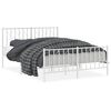 vidaXL Bed Frame White Steel Full Bed Frame Rectangular Traditional