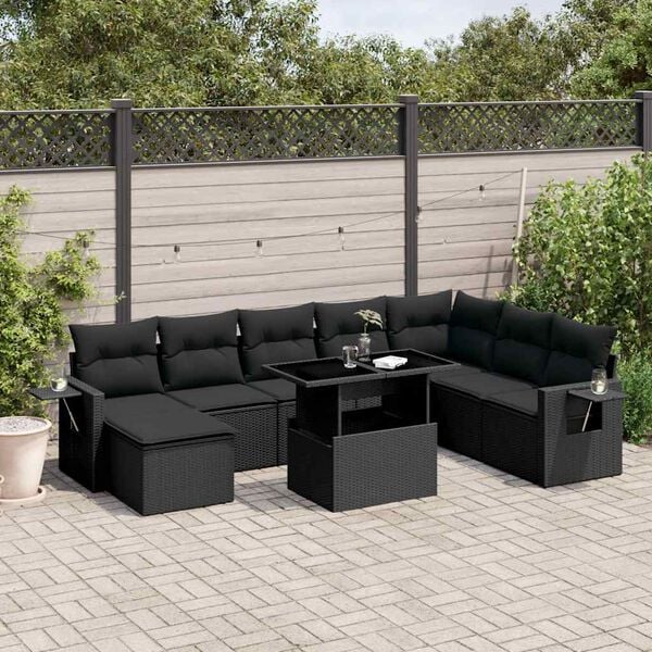 vidaXL Garden Sofa Set Black