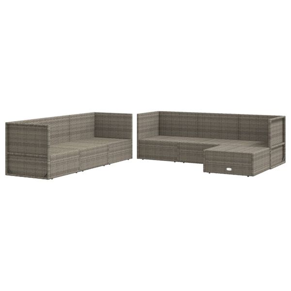 vidaXL Garden Lounge Set Grey PE rattan Large Adjustable Armrests