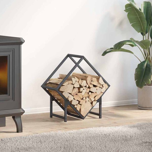 vidaXL Firewood Rack Anthracite 19.7x9.8x19.7" Cold-rolled steel