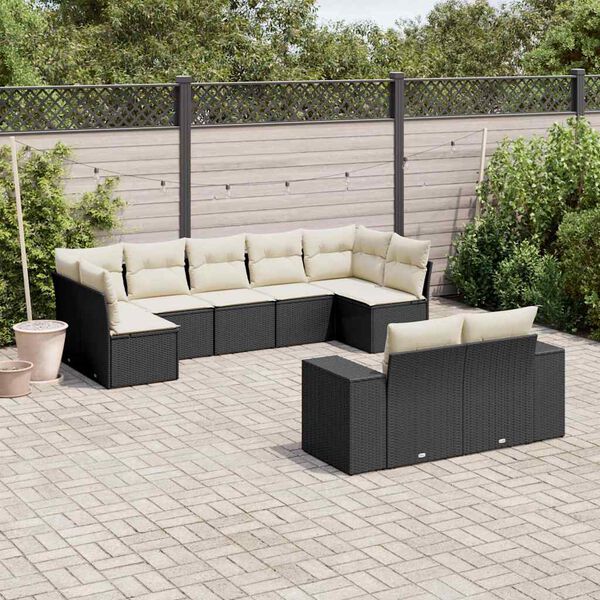 vidaXL Garden Sofa Set Black, Cream White