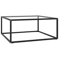 vidaXL Coffee Table Black with Tempered Glass 31.5"x31.5"x13.8"