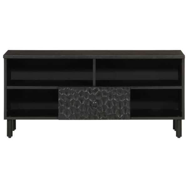 vidaXL TV Cabinet Black Solid Mango Wood, Engineered Wood, Iron Medium