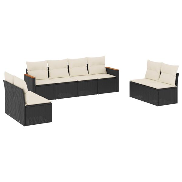 vidaXL Garden Sofa Set Black, Cream White