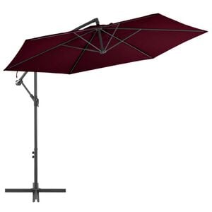 vidaXL Cantilever Garden Parasol Bordeaux Red Polyester, Metal Large