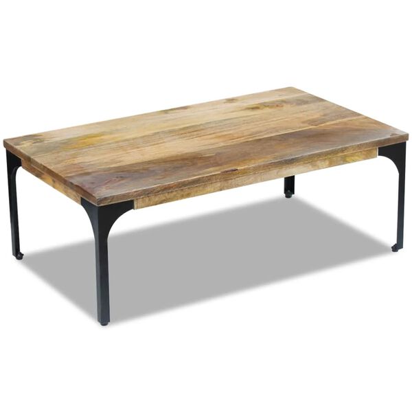 vidaXL Coffee Table Natural Mango Wood and Steel 39.4 x 23.6 x 13.8 in