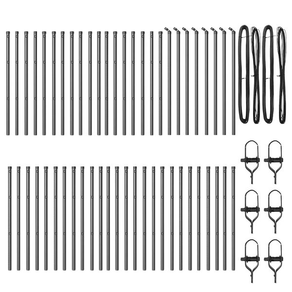 vidaXL Fence Post Other 52 pcs Grey 1.26 x 1.26 x 47.24 in Steel