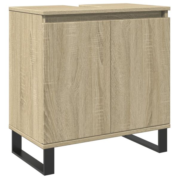 vidaXL Bathroom Furniture Set Sonoma oak Engineered wood, Iron Standard