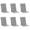 vidaXL Highback Chair Cushion Set of 6 Grey Fabric (100% polyester)