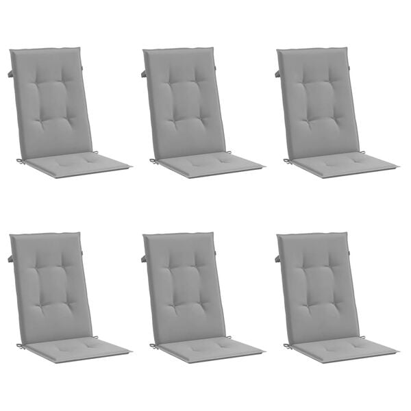 vidaXL Highback Chair Cushion Set of 6 Grey Fabric (100% polyester)