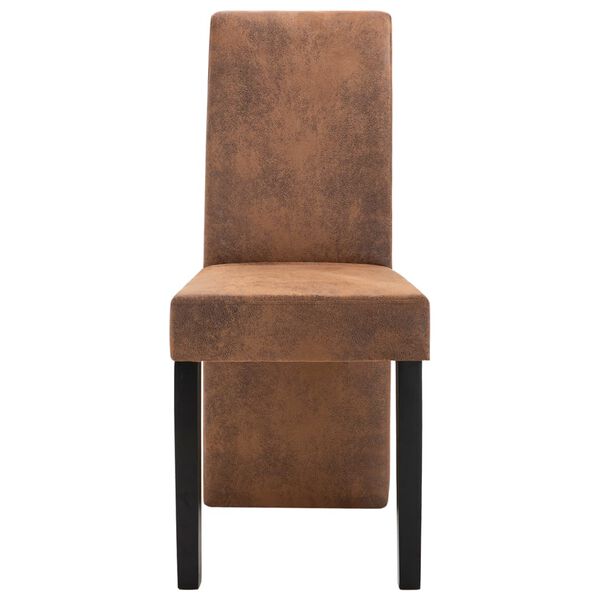 vidaXL Dining Chair Set of 4 Brown Faux suede leather and solid wood