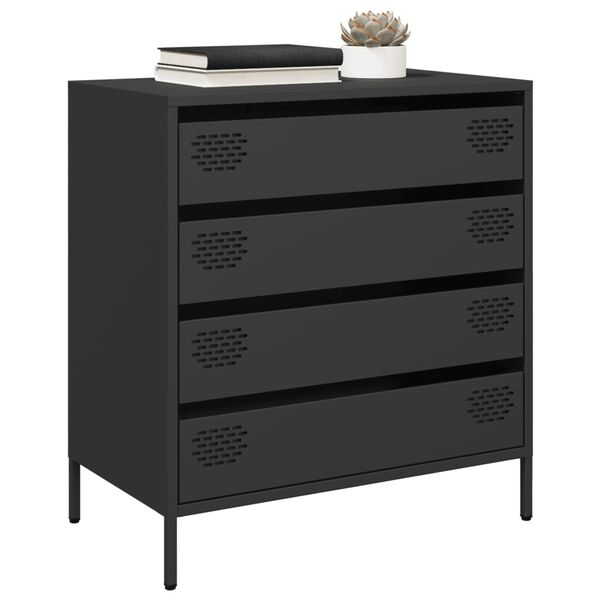 vidaXL Sideboard Black Cold-rolled steel Medium Sideboard Rectangular
