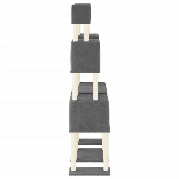 vidaXL Cat Tree Dark grey Engineered wood, plush, sisal Large