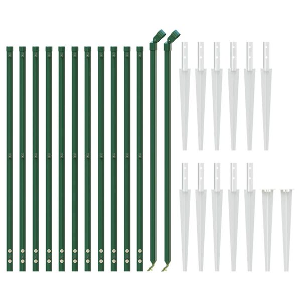 vidaXL Wire Mesh Fence with Spike Anchors Green 3.3x82.0'