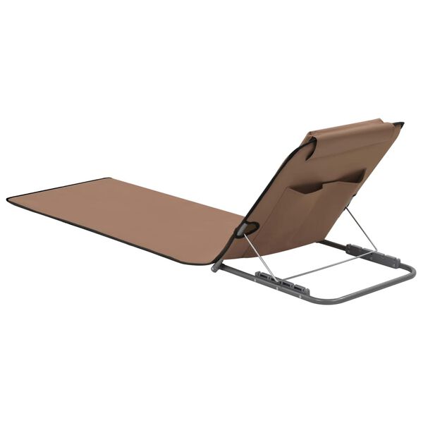 vidaXL Beach Chair Set of 2 Brown Powder-coated steel and 100% polyester