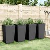 vidaXL Garden Planter Set of 4 Black Polypropylene Medium Durable
