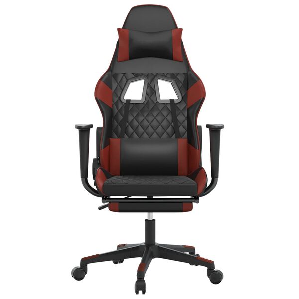 vidaXL Gaming Chair Black and Wine Red Faux Leather Standard