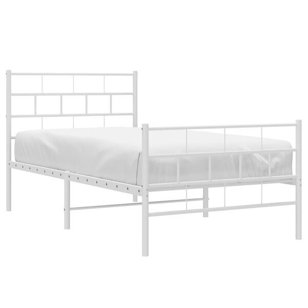 vidaXL Metal Bed Frame White Powder-coated steel Single Metal Bed Frame