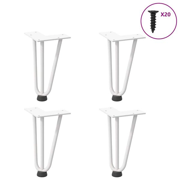 vidaXL Hairpin Table Leg White Solid powder-coated steel 7.9 in
