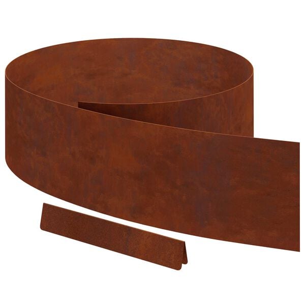 vidaXL Lawn Edging Rusty 450 x 0.05 x 15 cm Weathering Steel