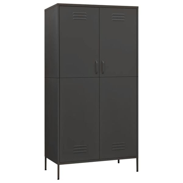 vidaXL Wardrobe Anthracite Steel Medium Height-Adjustable Shelves