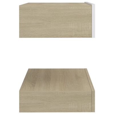 vidaXL Bedside Cabinet White and Sonoma Oak 23.6"x13.8" Chipboard