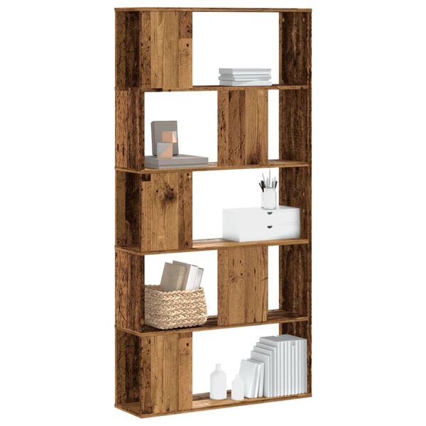 vidaXL Bookcase Old Wood Engineered Wood Medium Bookcase Rectangular