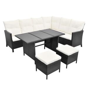 vidaXL Outdoor Dining Set Black and Cream