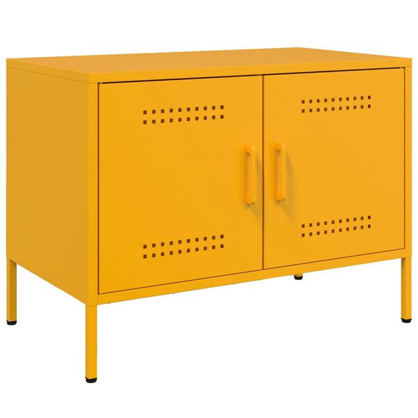 vidaXL TV Cabinet Mustard Yellow Steel Small TV Cabinet Rectangular