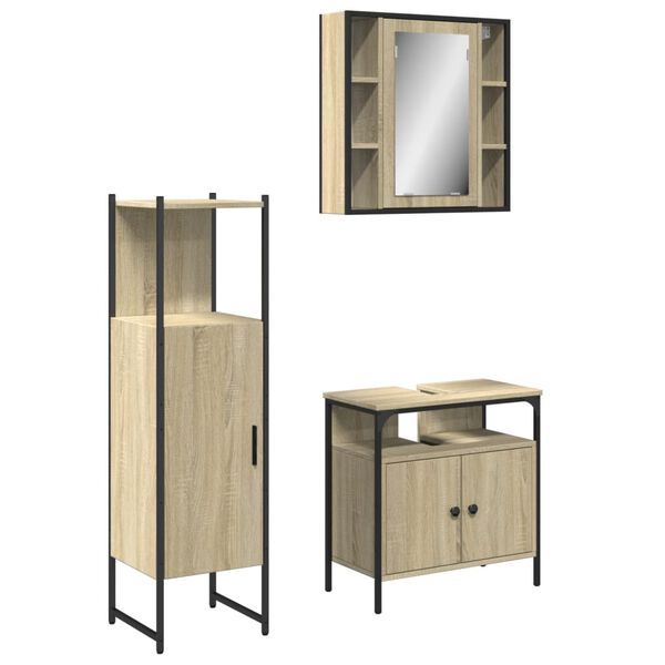 vidaXL Bathroom Cabinet Set Sonoma Oak Engineered Wood Medium