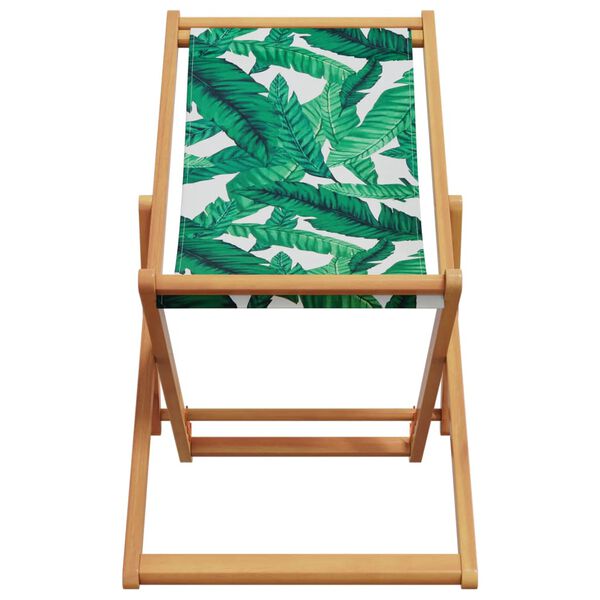 vidaXL Beach Chair Green Solid eucalyptus wood, 100% polyester fabric