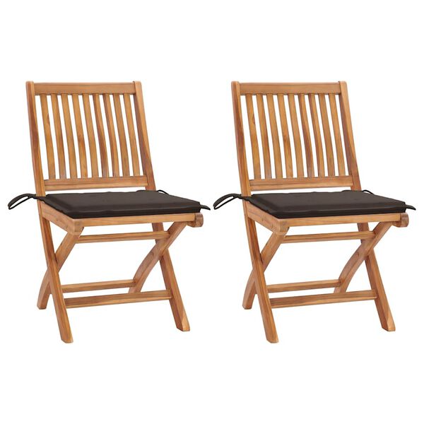 vidaXL Patio Chair Set of 2 Taupe, Natural Teak