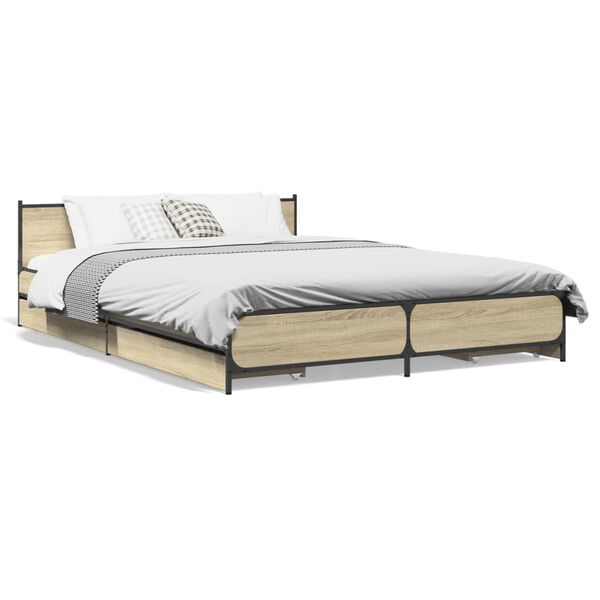 vidaXL Bed Frame Sonoma Oak Engineered Wood 47.2 x 78.7 in Bed Frame