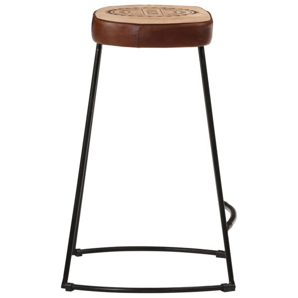vidaXL Bar Stool Set of 2 Dark Brown Metal Medium Industrial