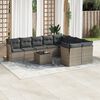 vidaXL Garden Sofa Set Grey PE Rattan Large Removable Covers