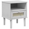 vidaXL Bedside Cabinet White Solid pine wood, engineered wood, poly rattan
