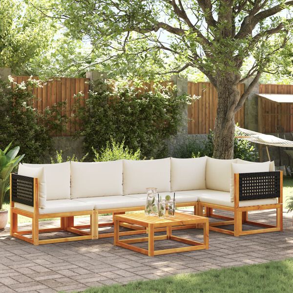 vidaXL Garden Sofa Set Black Solid Acacia wood Medium Modular
