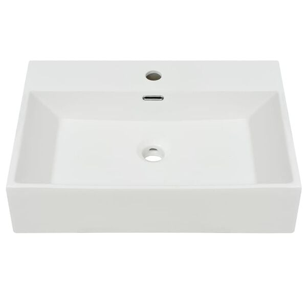 vidaXL Basin with Faucet Hole Ceramic White 23.8"x16.7"x5.7"