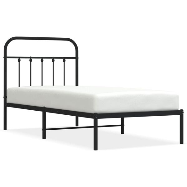 vidaXL Bed Frame Black Steel Twin Bed Frame Rectangular Industrial