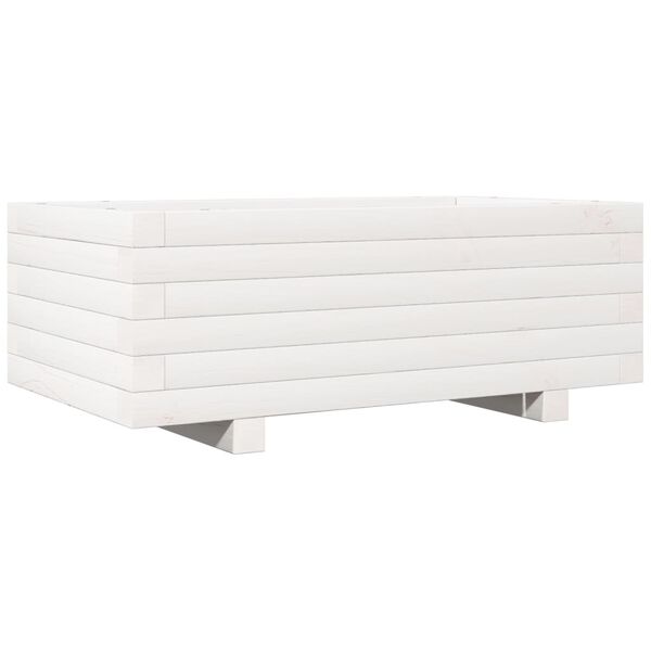 vidaXL Garden Planter White Solid pinewood Decorative Inlays