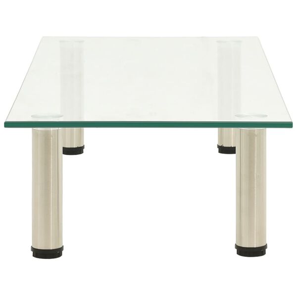 vidaXL TV Stand Clear Tempered Glass, Stainless Steel Glass surface