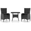 vidaXL Garden Dining Set Black Poly rattan, steel, glass, fabric