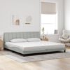 vidaXL Bed Frame with LED without Mattress "Hanko" Light Gray 76"x79.9" Velvet