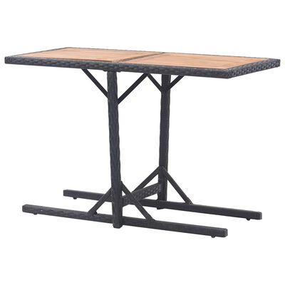 vidaXL Patio Table Black Solid Acacia Wood and Poly Rattan