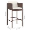 vidaXL Bar Stool Set of 4 Brown Poly Rattan Counter Height Lightweight